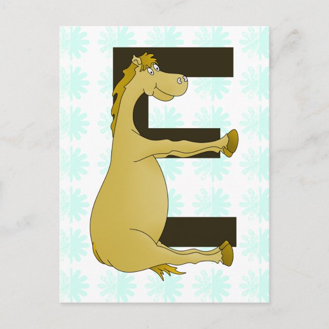 Pony Monogram Letter E Personalised Postcard (Front)