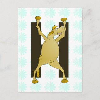 Pony Monogram Letter H Personalised Postcard