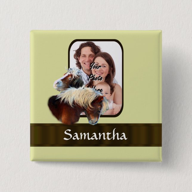 Pony photo template 15 cm square badge (Front)