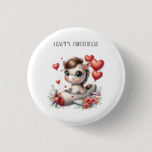 Pony Pilot Birthday 3 Cm Round Badge