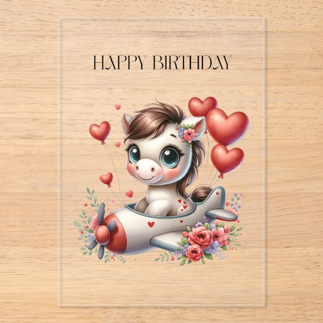 Pony Pilot Birthday Acrylic Invitations (Front)