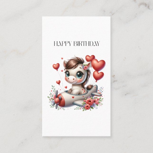 Pony Pilot Birthday Business Card (Front)
