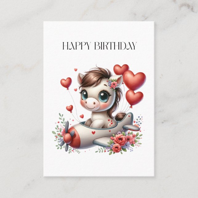 Pony Pilot Birthday Business Card (Front)