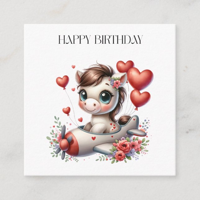 Pony Pilot Birthday Enclosure Card (Front)