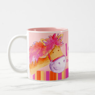Pony pink champion horse rider names girls mug
