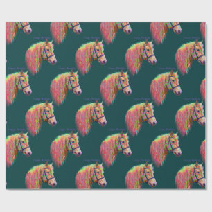 Pony, rainbow colours. Happy Birthday. Wrapping Paper