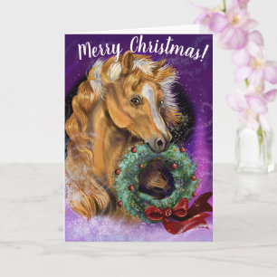 Pony with Christmas Wreath Card