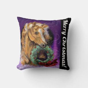 Pony with Christmas Wreath Cushion