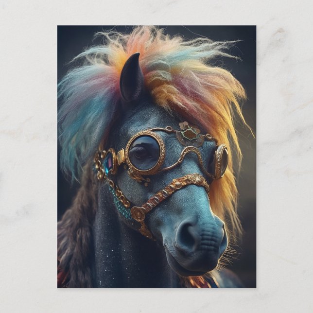 Pony With Clown Hair and Googles Postcard (Front)