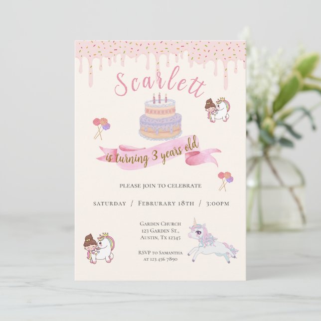 Pony's 3rd birthday invitation (Standing Front)