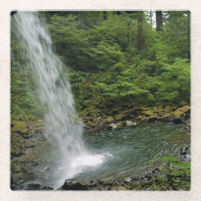 Ponytail Falls, Oregon Glass Coaster (Front)