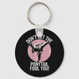 Ponytail Warrior Girls Martial Arts 1  Key Ring
