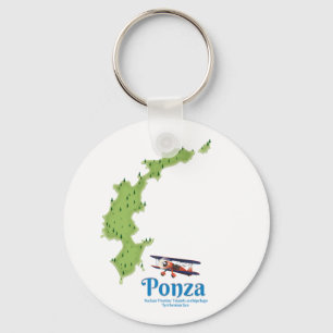 Ponza Italian island map. Key Ring