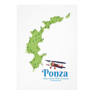Ponza Italian island map. Photo Print