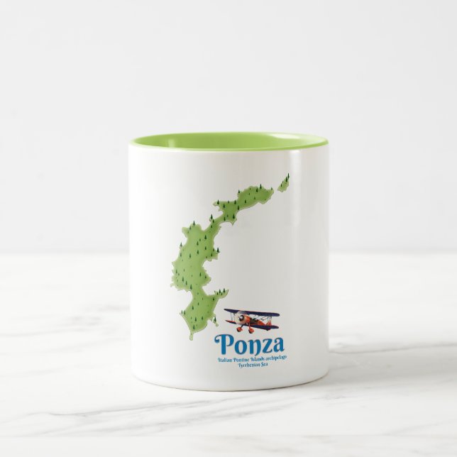Ponza Italian island map. Two-Tone Coffee Mug (Center)
