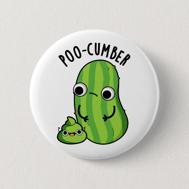 Poo-cumber Funny Cucumber Pun  6 Cm Round Badge (Front)