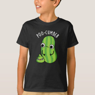 Poo-cumber Funny Cucumber Pun Dark BG T-Shirt