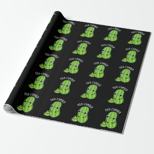 Poo-cumber Funny Cucumber Pun Dark BG Wrapping Paper