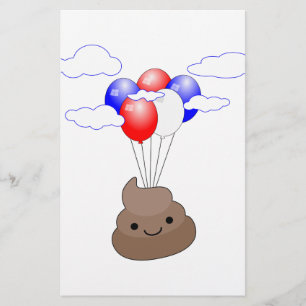 Poo Emoji Flying With Balloons
