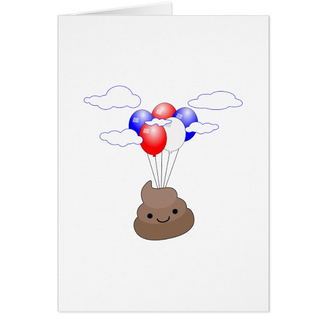 Poo Emoji Flying With Balloons (Front)