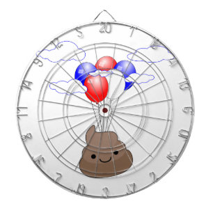 Poo Emoji Flying With Balloons Dartboard