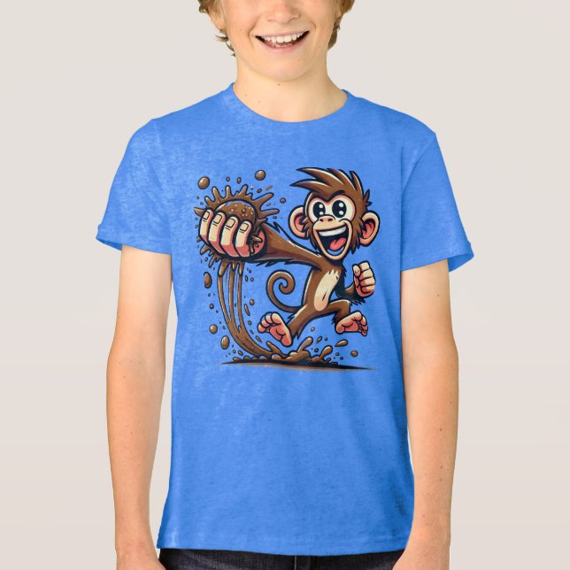 Poo Flinging Monkey Mayhem Tri-Blend Shirt (Front)