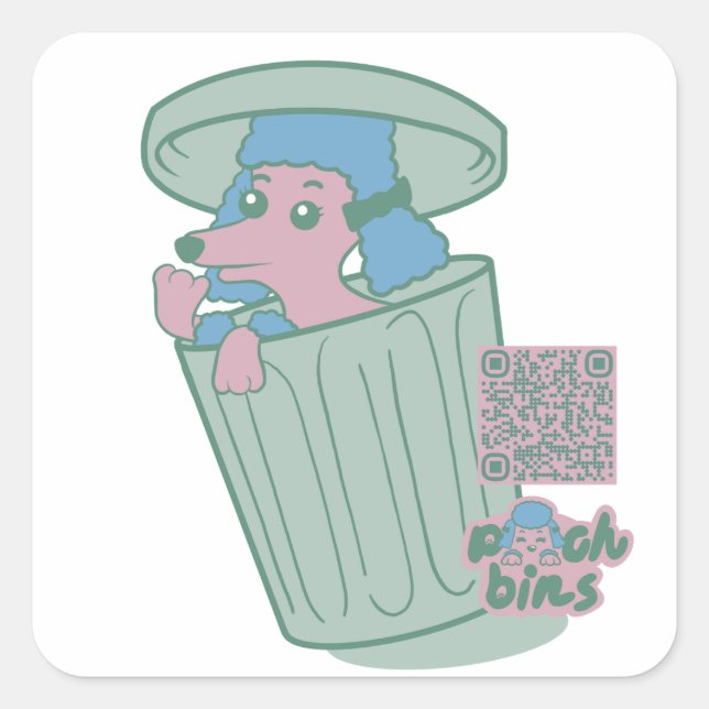 Pooch Bins Poodle Square Sticker (Front)