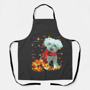 Poochon Fall Scarf - Dogs Autumn Leaves Apron