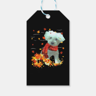 Poochon Fall Scarf - Dogs Autumn Leaves Gift Tags