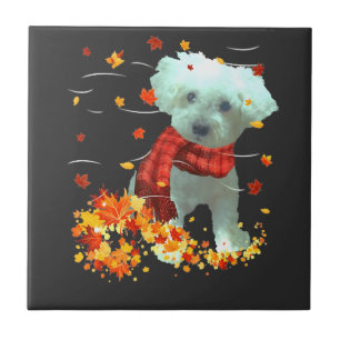 Poochon Fall Scarf - Dogs Autumn Leaves Tile