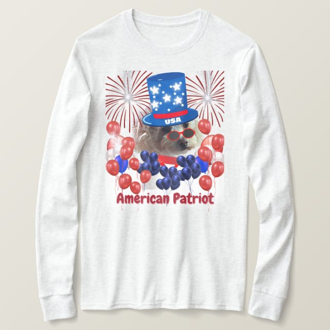 Poodle American Patriot Long Sleeve T-Shirt (Design Front)