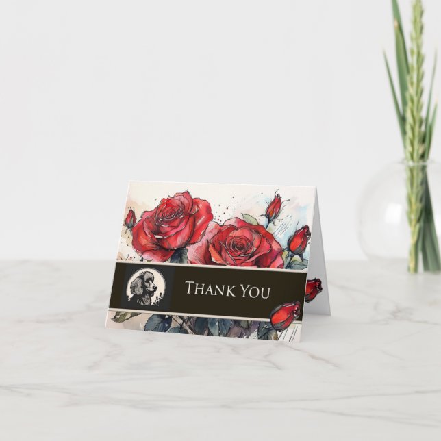 Poodle and Roses Thank You Card (Front)