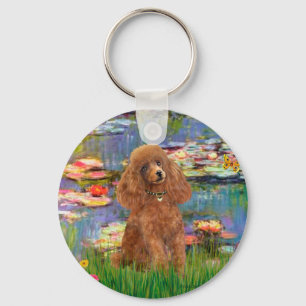 Poodle (Apricot 10) - Lilies 2 Key Ring