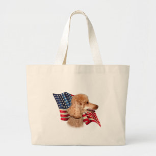 Poodle (apricot) Flag Large Tote Bag