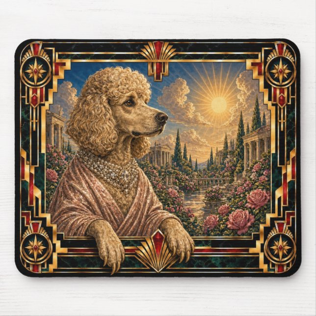 Poodle, Art Deco Dog Mouse Pad (Front)