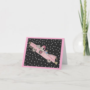 Poodle at Christmas in a pink convertible Invitation
