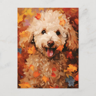 Poodle Autumn Thanksgiving Postcard