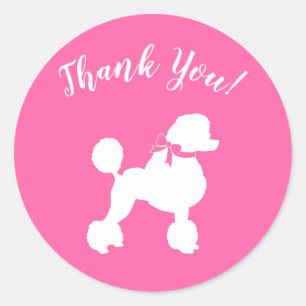 Poodle Baby Shower Pink Classic Round Sticker