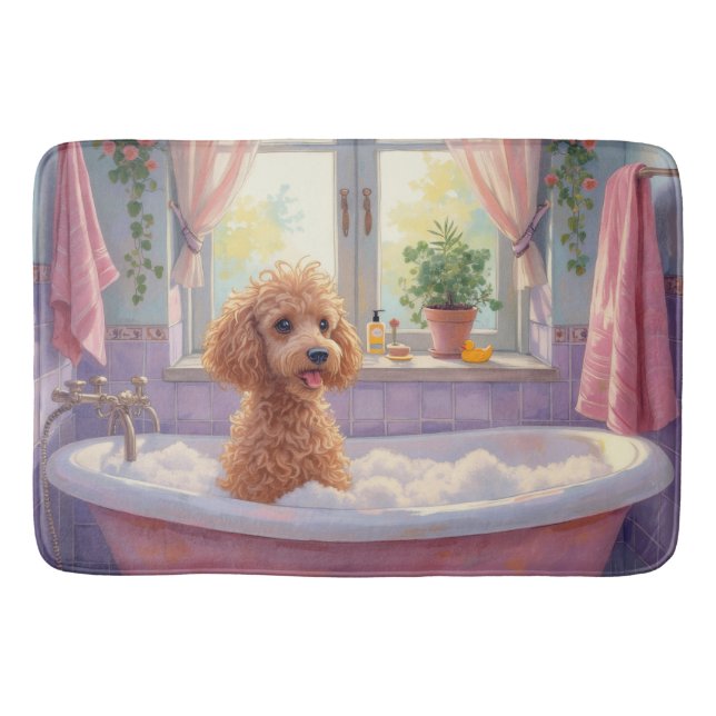Poodle Bath Time Elegant Bathroom Decor Mat (Front)