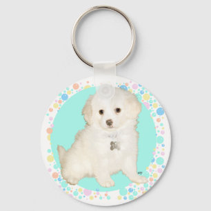 Poodle / Bichon Mix Puppy Celebrates Life Key Ring