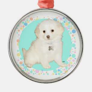 Poodle / Bichon Mix Puppy Celebrates Life Metal Tree Decoration