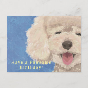 Poodle Birthday Card Cute Pawsome Message