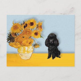 Poodle (Black1) - Sunflowers Postcard