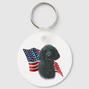 Poodle (black) Flag Key Ring