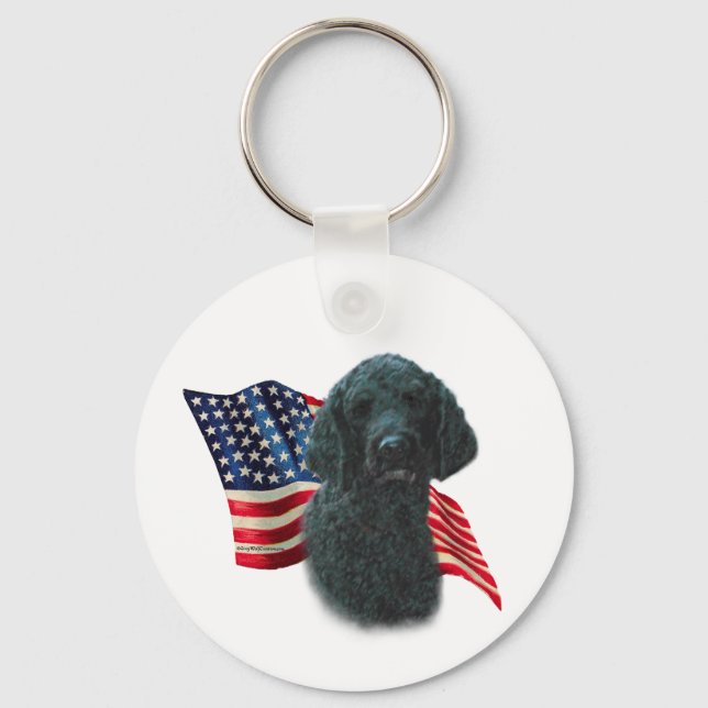 Poodle (black) Flag Key Ring (Front)