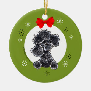 Poodle Black Toy Christmas Personalised Ceramic Tree Decoration