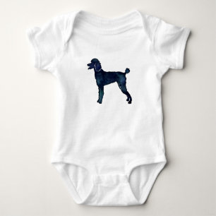 Poodle Black Watercolor Silhouette Baby Bodysuit
