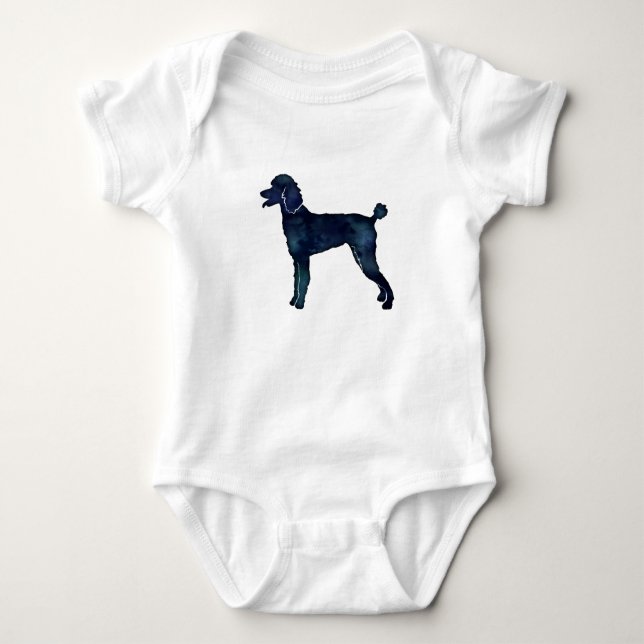Poodle Black Watercolor Silhouette Baby Bodysuit (Front)