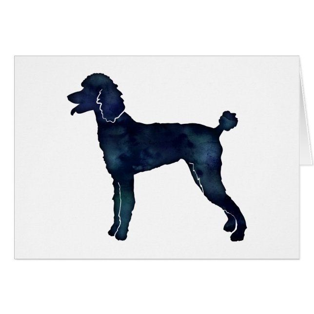 Poodle Black Watercolor Silhouette Card (Front Horizontal)