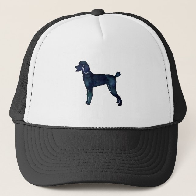 Poodle Black Watercolor Silhouette Trucker Hat (Front)